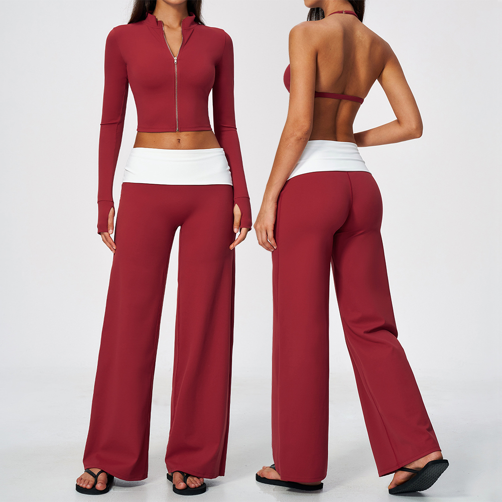 Yoga & Fitness With Denise - Zip Jacket Wide Leg Pants 2