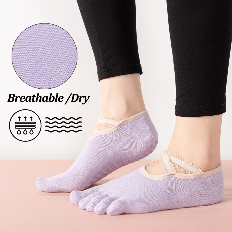 Ladies Non-Slip Pilates Socks  - Yoga Fitness Dance recension och pris
